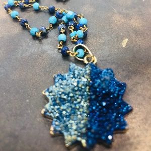 Turquoise Lapis   Rondelle Beads Star Pendant